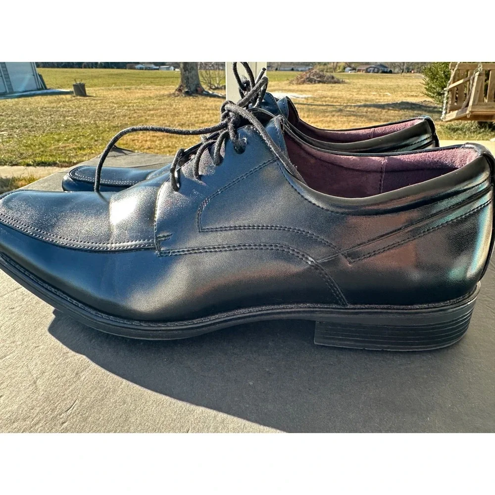 Freeman Colten Men's Black Bicycle Toe‎ Oxford Dress Shoes 12W 1660 1318